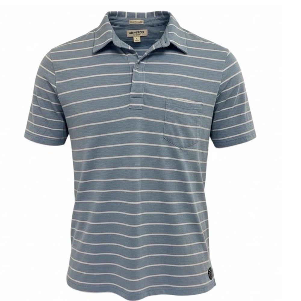 AIR SPEED Montauk Mens Large Blue White Striped‎ Golf Polo Shirt (R31)